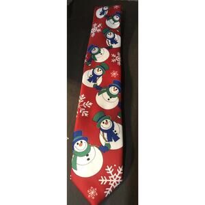 Hallmark Holiday Traditions Mens Tie Christmas Snowman - Red